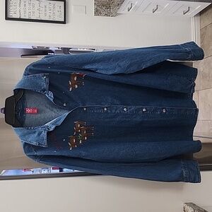 Christmas Denim Shirt.  Long Sleeve, women's SizeXXL